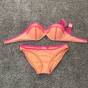 Xhilaration Vibrant Orange and Pink Bikini